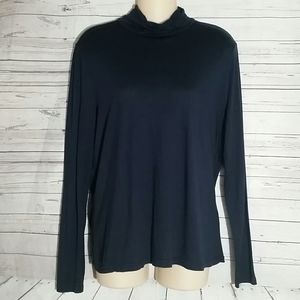 🌻APOSTROPHE Blue Ruche Collar Blouse L petite